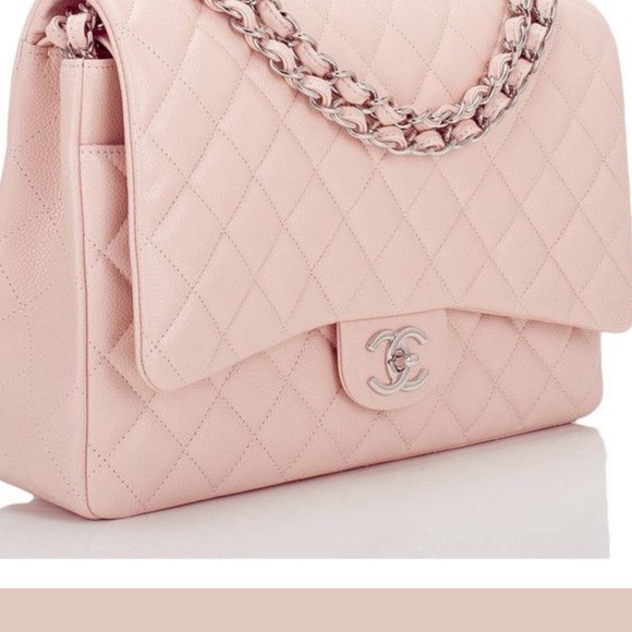 NWT Chanel Classic JUMBO LIGHT PINK Caviar Double Flap Bag Silver HW - Picture 14 of 16